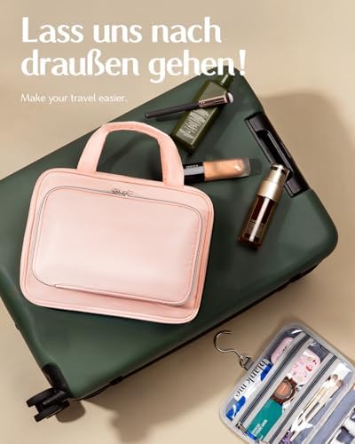 41g0eokfwpl. ac .jpg Chakipee Wasserdichte Reisekulturbeutel zum Aufhängen für Damen – Leichte Waschtasche mit Klarfenster, Ideal für Make-up