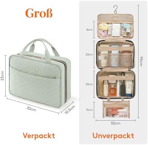 41gnylqr0yl. ac .jpg Lifewit Reise Kulturbeutel Damen zum Aufhängen mit Organizer Funktion Groß Pink Recycled Claim Standard 100