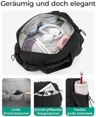 41gcnlsrf8l. ac 2.jpg Bagsmart Puffer Reisetasche Damen 24L Wasserabweisend Travel Bag Fitness Kamel