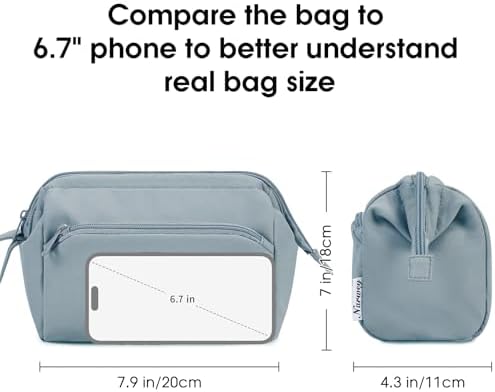 41gxeqtiigl. ac 1.jpg Narwey Minzgrün Kulturtasche Damen Reise Make-up-Tasche Weit Offene Tasche Kosmetiktasche