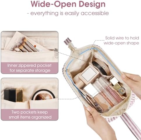 41h38bkegyl. ac 1.jpg Narwey Minzgrün Kulturtasche Damen Reise Make-up-Tasche Weit Offene Tasche Kosmetiktasche