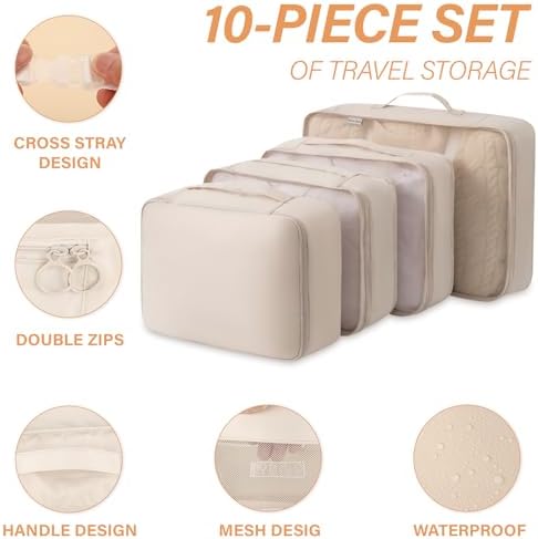 41hpcsjodbl. ac .jpg Gowkeey Koffer Organizer Set, 10 Stück Packing Cubيلde, Packwürfel, Reise Gadgets, Kleidertaschen, Schuhbeutel und Kosme