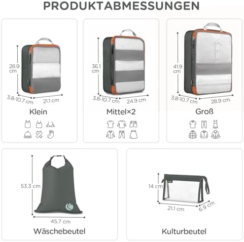 41hs2usv2gl. ac .jpg Cipway Kompression Koffer Organizer Set für Reiseorganizer