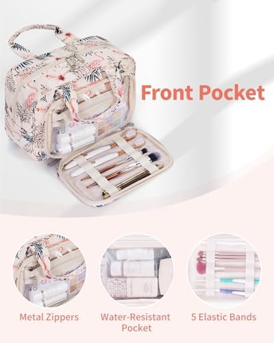 41hvsk9ksel. ac .jpg Narwey Damen Waschtasche Groß & Kosmetiktasche für Herren & Kinder (Kleine Graublaue Blume)