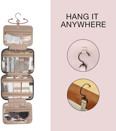 41hw9adjfrl. ac 1.jpg BagSmart Kulturbeutel Damen, Kulturtasche zum Aufhängen, Transparent für Makeup und Toilettenartikel, ideal für Reisen