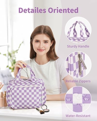 41hmzr2euyl. ac .jpg Narwey Damen Waschtasche Groß & Kosmetiktasche für Herren & Kinder (Kleine Graublaue Blume)