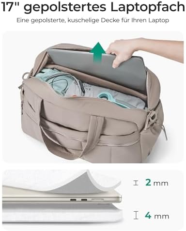 41i0pt14a6l. ac 2.jpg Bagsmart Puffer Reisetasche Damen 24L Wasserabweisend Travel Bag Fitness Kamel