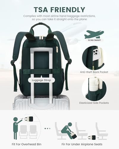 41if5gndkql. ac .jpg LOVEVOOK Damen Rucksack, 15,6 Zoll Laptop Schulrucksack, Wasserdicht, Reiserucksack, Beige OEKO-TEX STANDARD 100