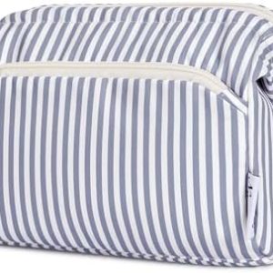 Narwey Kulturtasche Damen Kosmetiktasche Reise Make-up-Tasche Weit Offen Graublaue Streifen