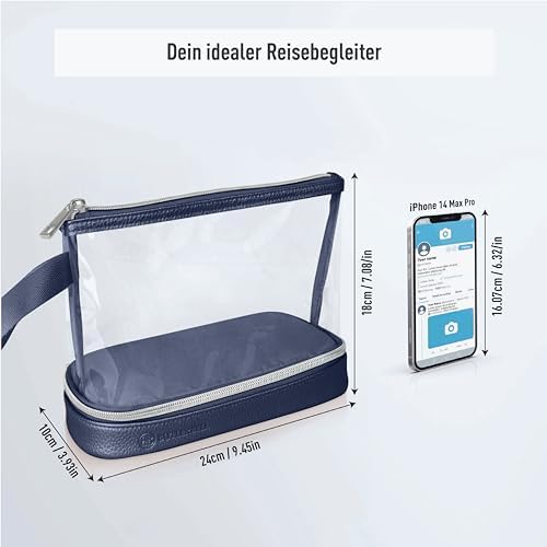 41ivkr5lxil. ac .jpg BUTLERBELL Transparenter Kulturbeutel | Bliktdicht | Reisegepäck-Damen & Herren (Schwarz) | Flüssigkeiten transportieren