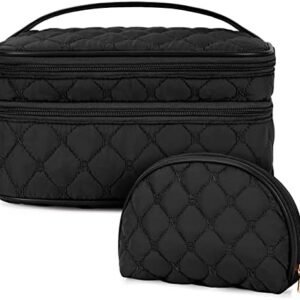 NUBILY Kosmetiktasche Damen Groß wasserdichte Reise Schminktasche Schwarz | NUBILY Doppelschicht Schminktasche Damen Ku