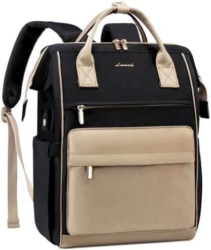 41j7rskzlol. ac .jpg LVOOK Rucksack Damen 15,6 Zoll Laptop Schulrucksack Wasserdicht mit USB & Laptopfach, ideal für Arbeit, Schule & Uni, Re