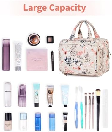 41jpqiq2lkl. ac .jpg Narwey Damen Waschtasche Groß & Kosmetiktasche für Herren & Kinder (Kleine Graublaue Blume)