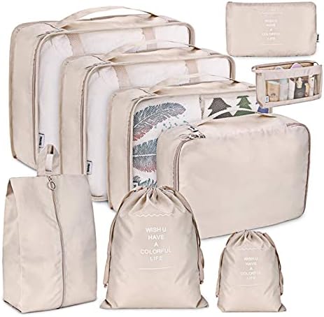 41jfv2mefel. ac .jpg Newaner Koffer Organizer, Multifunktionale packwürfel, Wasserdichte, für Reise und Urlaub, Beige
