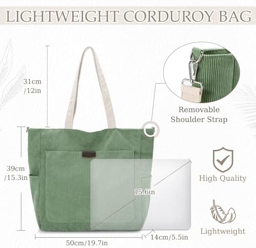 41jq3goqsl. ac .jpg Chase Chic Cord Tasche Große Shopper Tasche Damen Laptoptasche Handtasche für Arbeit und Schule mit Riemen