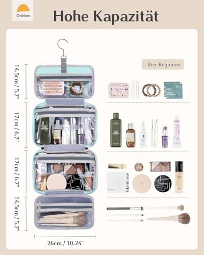 41k3rb9ocl. ac .jpg Chakipee Wasserdichte Reisekulturbeutel zum Aufhängen für Damen – Leichte Waschtasche mit Klarfenster, Ideal für Make-up