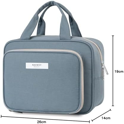 41kahcz ufl. ac .jpg Narwey Damen Waschtasche Groß & Kosmetiktasche für Herren & Kinder (Kleine Graublaue Blume)