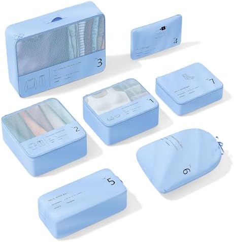 41kczuae7gl. ac .jpg Reise Kleidertaschen Yomisee Packing Cubes Koffer Organizer Beige