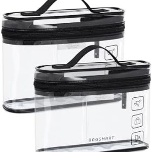Bagsmart TSA-zugelassener Kulturbeutel, Reisezubehör fürs Handgepäck, Transparenter Make-up-Kosmetikbeutel-Organizer, Qu