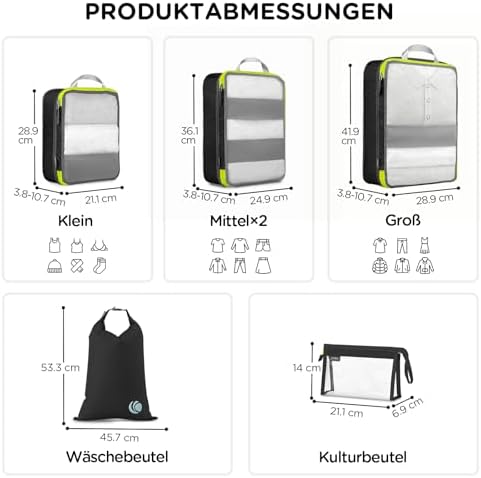 41kulsd2rol. ac .jpg Cipway Kompression Koffer Organizer Set für Reiseorganizer