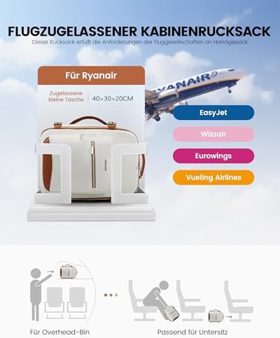 41kyryosw8l. ac .jpg LOVEVOOK Ryanair Handgepäck für Damen Herren | Carry On Tasche 40x30x20cm | Eurowings Wizz Cabine Richtung | Laptop Komp