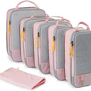 **Bagsmart Rucksack Organizer Packtaschen Wasserdicht Kompression, 6 Stück, Rosa, Reisegegenstände Für Handgepäck** | *