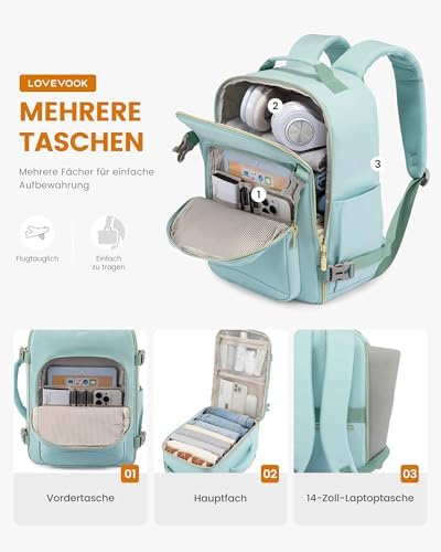41l9eyggul. ac .jpg LOVEVOOK Ryanair Handgepäck für Damen Herren | Carry On Tasche 40x30x20cm | Eurowings Wizz Cabine Richtung | Laptop Komp