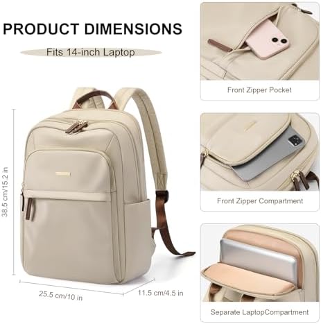 41lwh1k8fcl. ac .jpg GOLF QUALITY Damen Schultasche Laptop Rucksack 14 Zoll für Schule und Arbeit mit>Notebookfach 11.3 L Reisegeeignet