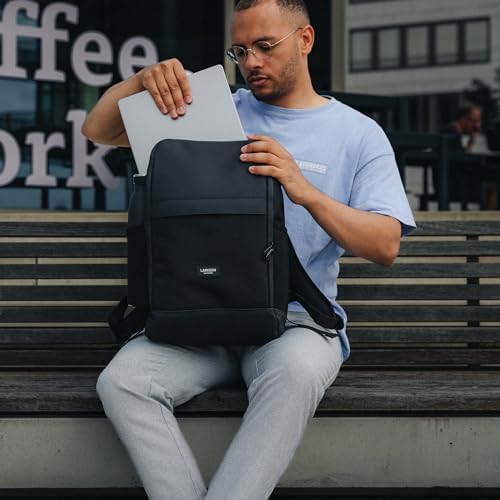41lxnndfayl. ac .jpg LARKSON Laptop Rucksack Herren & Damen Schwarz - Notebook Backpack für Business- und Reisegebrauch - 16 Zoll Wasserabwei