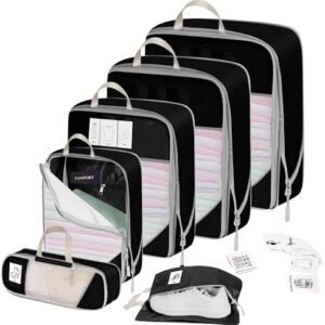 Ovissol Reise Koffer Organizer - Schwarz - 6-Teil Packwürfel Set fürCompression und Reiseアクセスivité