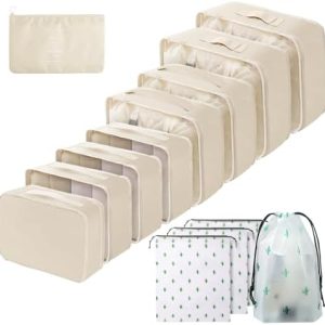 Gemtte Wasserdicht Packing Cubes für Reise organisiert dein Gepäck (13-Pieces) (Beige) Gemtte Koffer Organizer Set mit