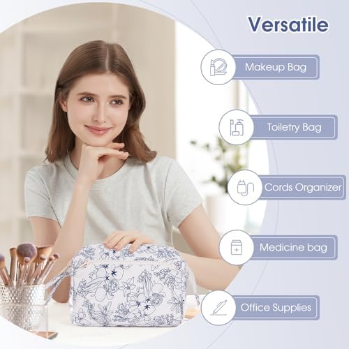 41mmpxnizl. ac 1.jpg Narwey Minzgrün Kulturtasche Damen Reise Make-up-Tasche Weit Offene Tasche Kosmetiktasche