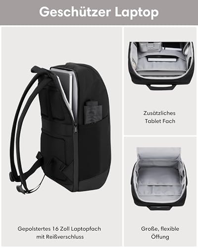 41mnluriggl. ac .jpg LARKSON Laptop Rucksack Herren & Damen Schwarz - Notebook Backpack für Business- und Reisegebrauch - 16 Zoll Wasserabwei