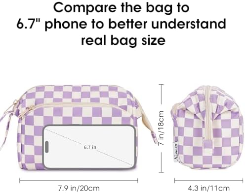 41muo9ueql. ac 1.jpg Narwey Minzgrün Kulturtasche Damen Reise Make-up-Tasche Weit Offene Tasche Kosmetiktasche