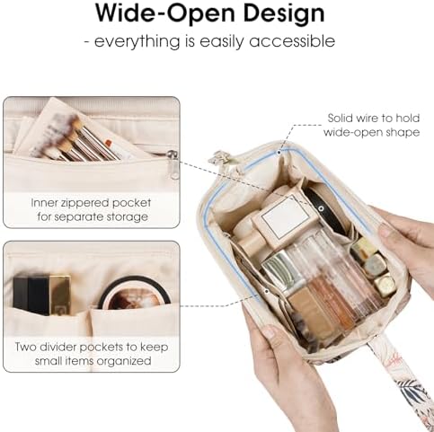 41ntdkfgsll. ac 1.jpg Narwey Minzgrün Kulturtasche Damen Reise Make-up-Tasche Weit Offene Tasche Kosmetiktasche