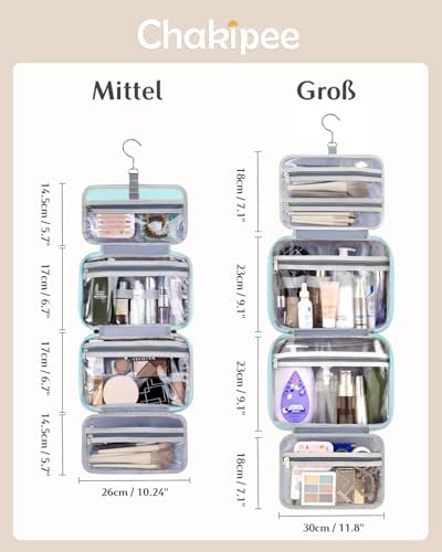 41nri0vprkl. ac .jpg Chakipee Wasserdichte Reisekulturbeutel zum Aufhängen für Damen – Leichte Waschtasche mit Klarfenster, Ideal für Make-up