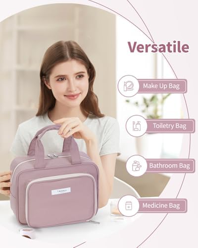 41ntzpp6ukl. ac .jpg Narwey Damen Waschtasche Groß & Kosmetiktasche für Herren & Kinder (Kleine Graublaue Blume)