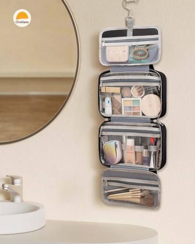 41nvbtkkl. ac .jpg Chakipee Wasserdichte Reisekulturbeutel zum Aufhängen für Damen – Leichte Waschtasche mit Klarfenster, Ideal für Make-up