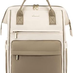 LVOOK Rucksack Damen 15,6 Zoll Laptop Schulrucksack Wasserdicht mit USB & Laptopfach, ideal für Arbeit, Schule & Uni, Re