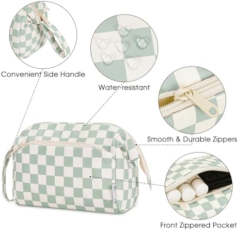 41ocpqx14l. ac 1.jpg Narwey Minzgrün Kulturtasche Damen Reise Make-up-Tasche Weit Offene Tasche Kosmetiktasche