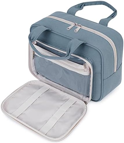 41otfmwe3tl. ac .jpg Narwey Damen Waschtasche Groß & Kosmetiktasche für Herren & Kinder (Kleine Graublaue Blume)