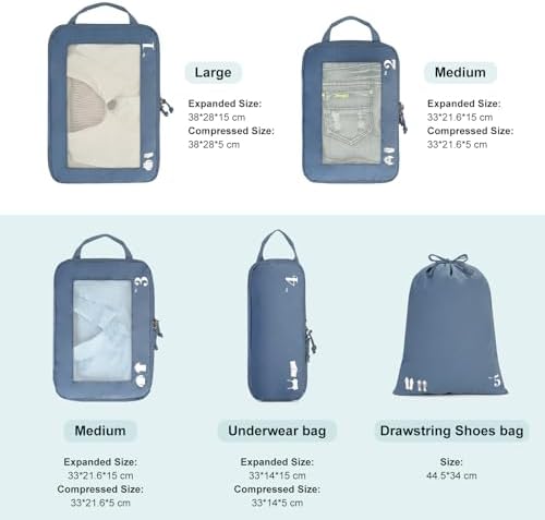 41p5i6l0yql. ac .jpg ECOHUB 5 Teilige Kompression Koffer Organizer Set für Reiseglobalrecyclemax