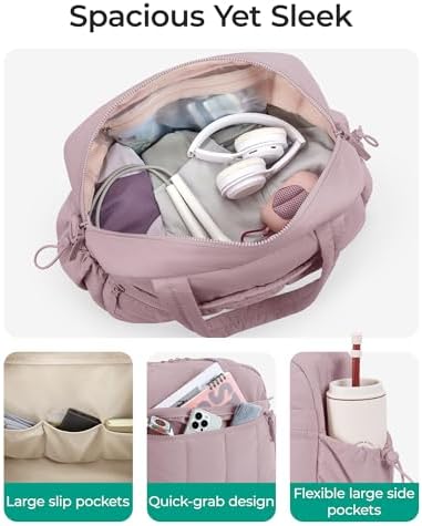41pe6p17gyl. ac 2.jpg Bagsmart Puffer Reisetasche Damen 24L Wasserabweisend Travel Bag Fitness Kamel
