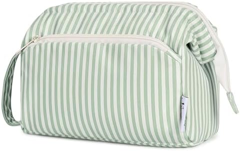 41pzmdsq6bl. ac 1.jpg Narwey Minzgrün Kulturtasche Damen Reise Make-up-Tasche Weit Offene Tasche Kosmetiktasche