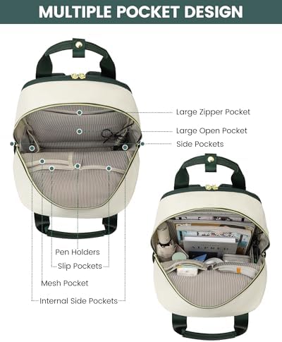 41psovys8cl. ac .jpg LOVEVOOK Damen Rucksack, 15,6 Zoll Laptop Schulrucksack, Wasserdicht, Reiserucksack, Beige OEKO-TEX STANDARD 100