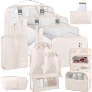 AMZJMT 11-Teiliges Koffer Organizer Set – Wasserdichte Packtaschen & Kosmetiktaschefür Reisefrondessen