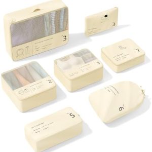 Reise Kleidertaschen Yomisee Packing Cubes Koffer Organizer Beige