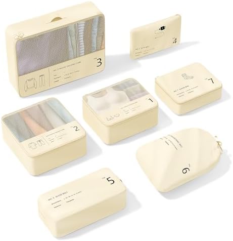41r06hpxhzl. ac .jpg Reise Kleidertaschen Yomisee Packing Cubes Koffer Organizer Beige