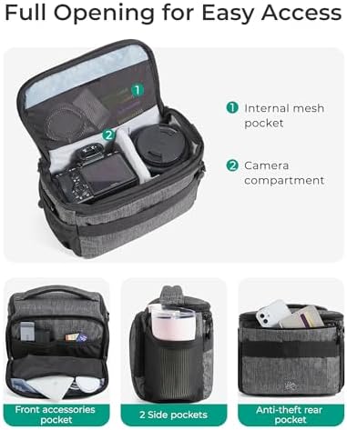 41risny1dol. ac .jpg Kameratasche Bagsmart Spiegelreflex DSLR Fototasche mit Regenschutzhülle Grau