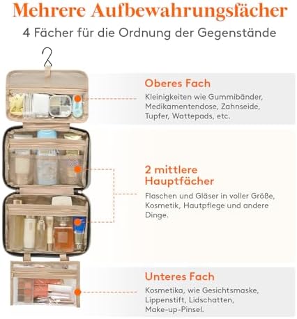 41sjddb9sbl. ac .jpg Lifewit Reise Kulturbeutel Damen zum Aufhängen mit Organizer Funktion Groß Pink Recycled Claim Standard 100